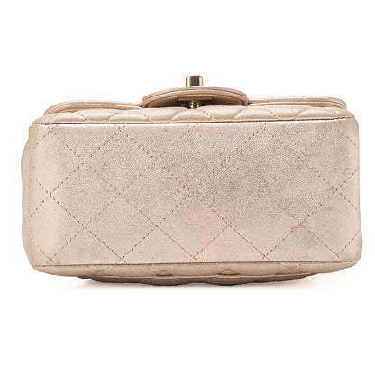 CHANEL Lambskin Mini Matelasse 17 Turn Lock Chain Shoulder Gold Gold-Tone Hardware, Pre-Owned