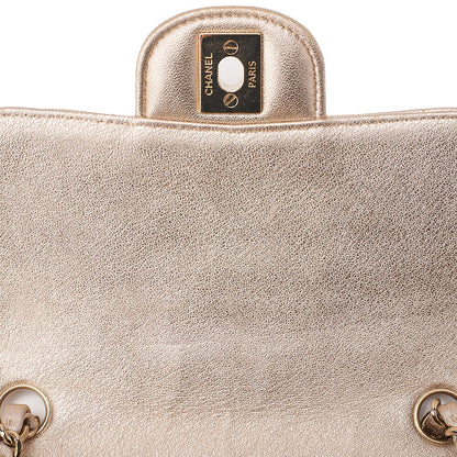 CHANEL Lambskin Mini Matelasse 17 Turn Lock Chain Shoulder Gold Gold-Tone Hardware, Pre-Owned