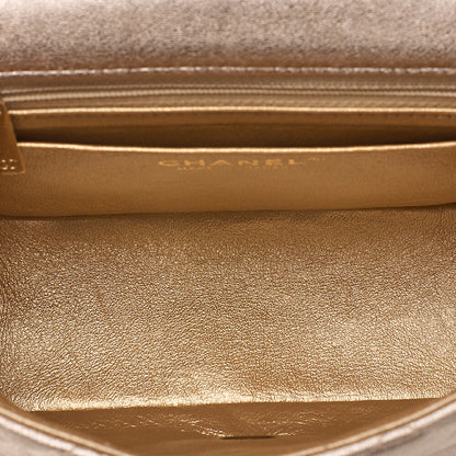 CHANEL Lambskin Mini Matelasse 17 Turn Lock Chain Shoulder Gold Gold-Tone Hardware, Pre-Owned