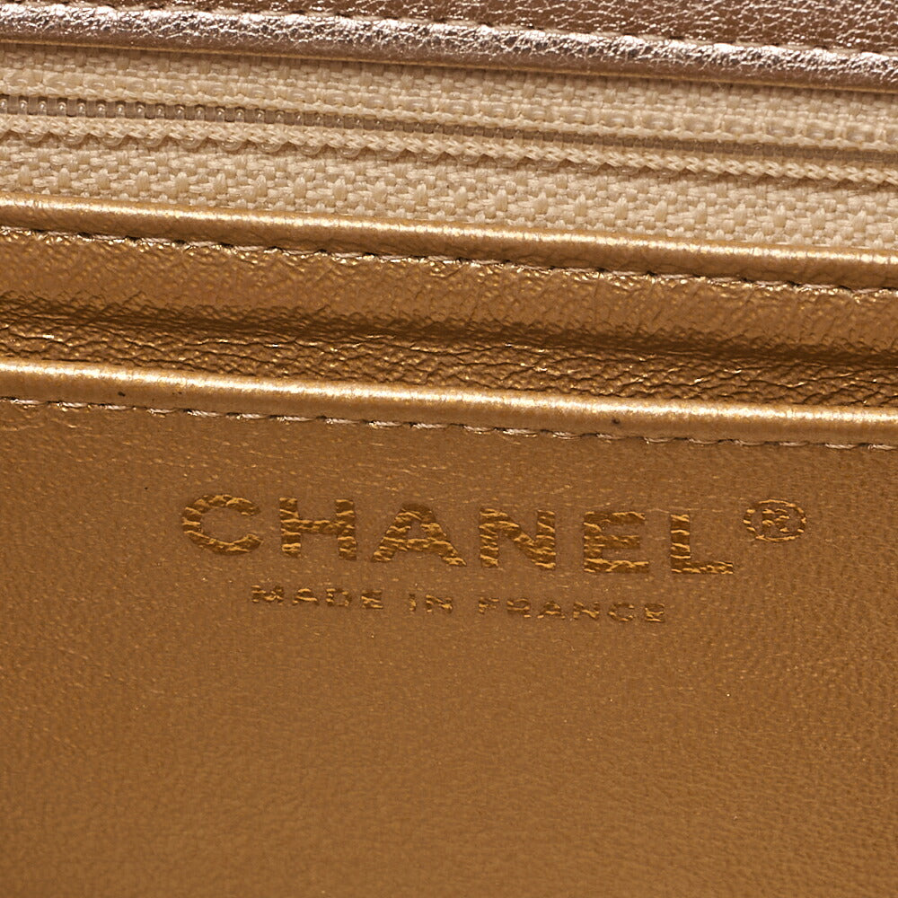 CHANEL Lambskin Mini Matelasse 17 Turn Lock Chain Shoulder Gold Gold-Tone Hardware, Pre-Owned
