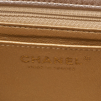 CHANEL Lambskin Mini Matelasse 17 Turn Lock Chain Shoulder Gold Gold-Tone Hardware, Pre-Owned