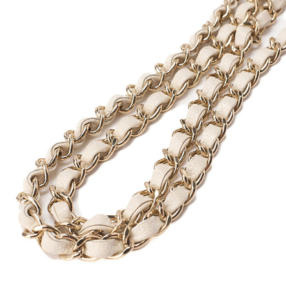 CHANEL Caviar Skin Matelasse Coco Mark Fringe Chain Shoulder Ivory Gold-Tone Hardware, Pre-Owned