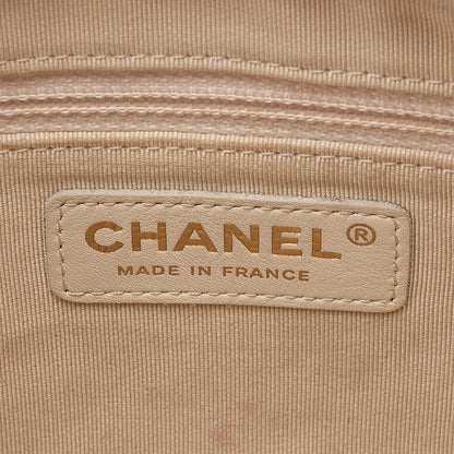 CHANEL Caviar Skin Matelasse Coco Mark Fringe Chain Shoulder Ivory Gold-Tone Hardware, Pre-Owned