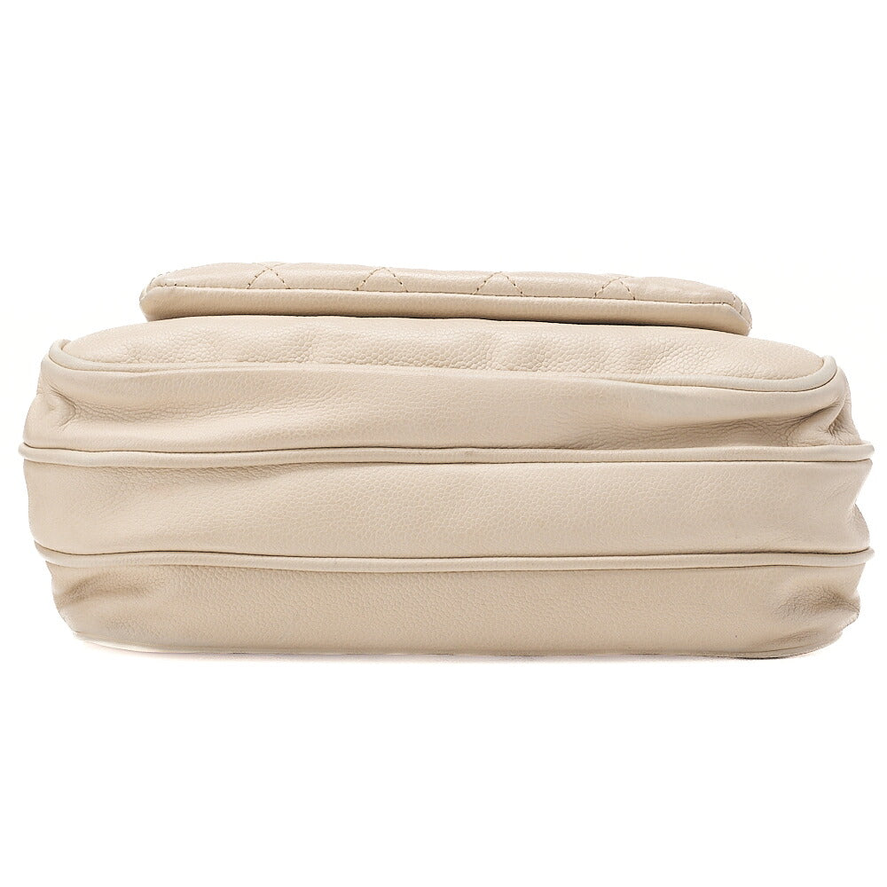CHANEL Caviar Skin Matelasse 2.55 Tan Lock Chain Shoulder Ivory Silver-Tone Hardware, Pre-Owned