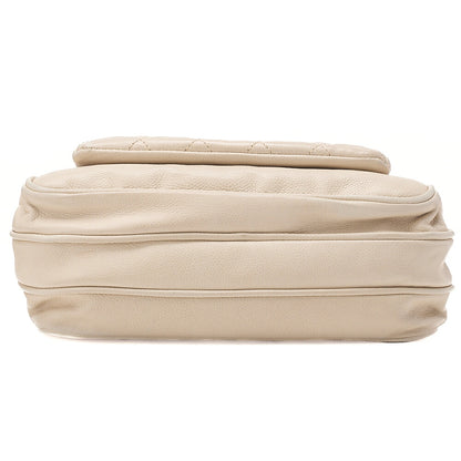 CHANEL Caviar Skin Matelasse 2.55 Tan Lock Chain Shoulder Ivory Silver-Tone Hardware, Pre-Owned