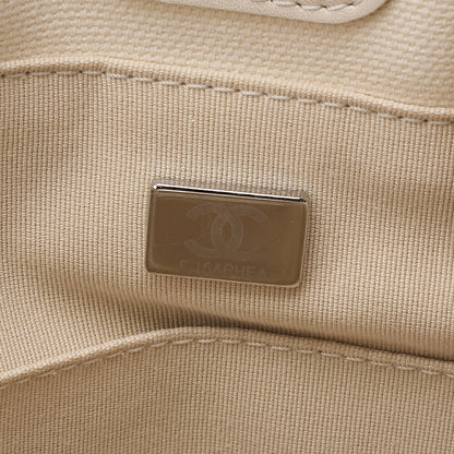 CHANEL Deauville GM Canvas x Lambskin Logo Mark 2WAY Chain Shoulder White x Black Silver-Tone Hardware, Pre-Owned