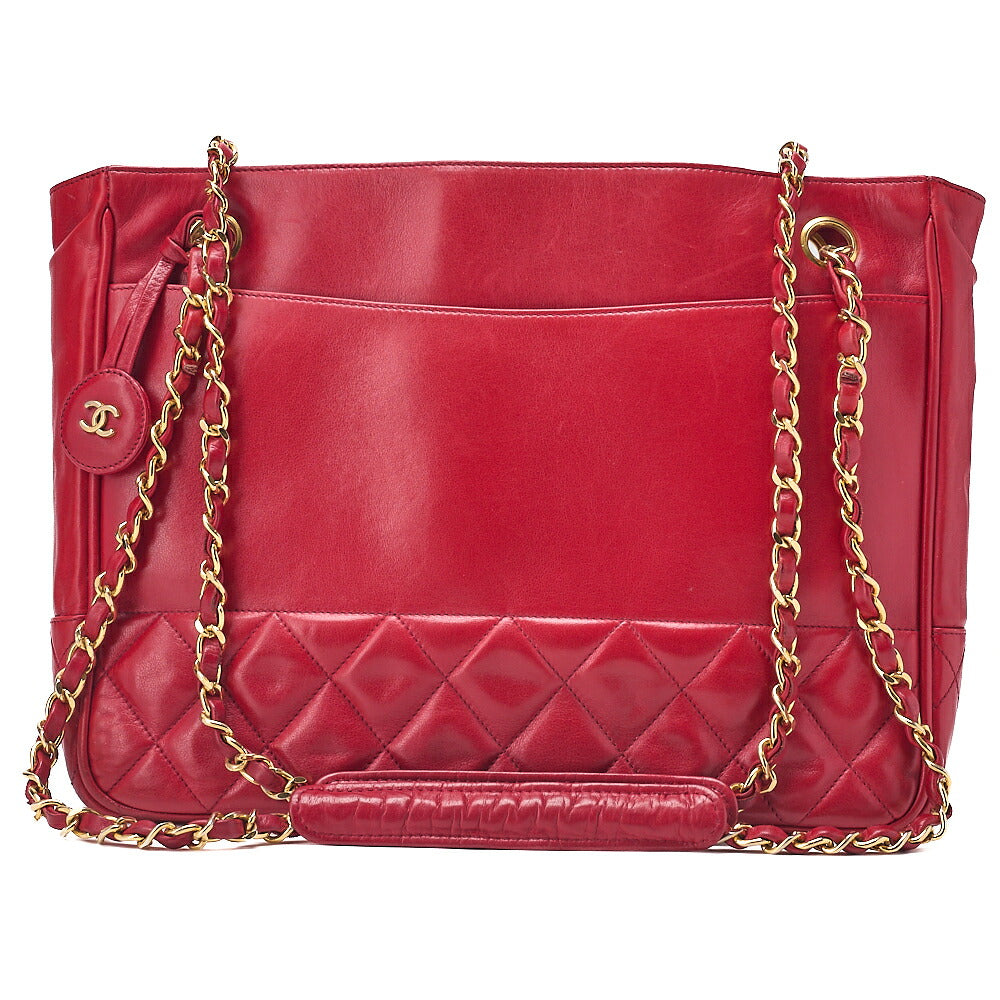 CHANELMatelasse Double Chain Shoulder with Pull Charm Lambskin Red Gold-Tone Hardware, Pre-Owned