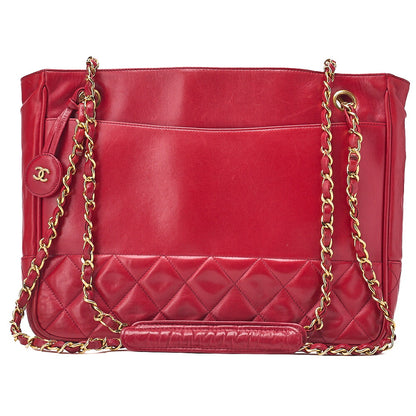 CHANELMatelasse Double Chain Shoulder with Pull Charm Lambskin Red Gold-Tone Hardware, Pre-Owned
