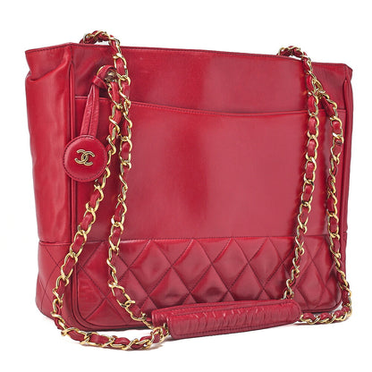 CHANELMatelasse Double Chain Shoulder with Pull Charm Lambskin Red Gold-Tone Hardware, Pre-Owned