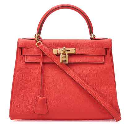 Hermes  Hermes Kelly 28 Handbag Inverted Stitch Togo Geranium Gold-Tone Hardware, Pre-Owned