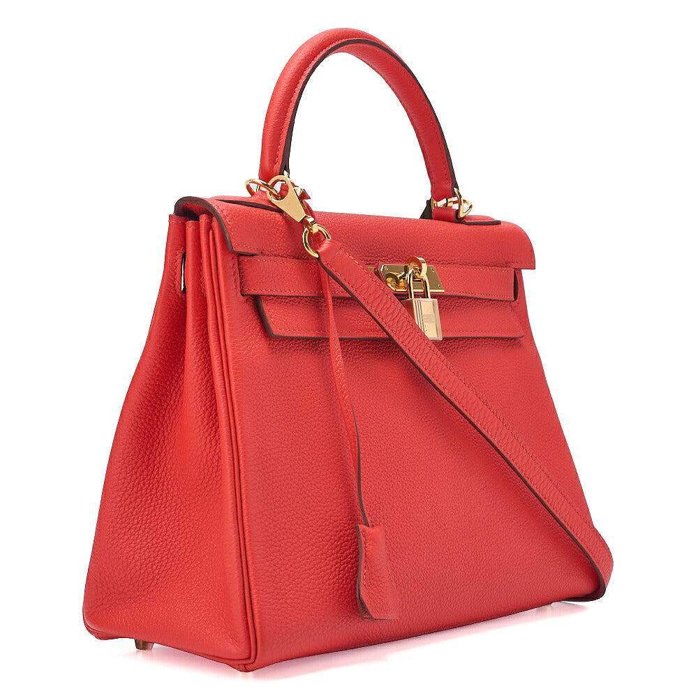 Hermes  Hermes Kelly 28 Handbag Inverted Stitch Togo Geranium Gold-Tone Hardware, Pre-Owned