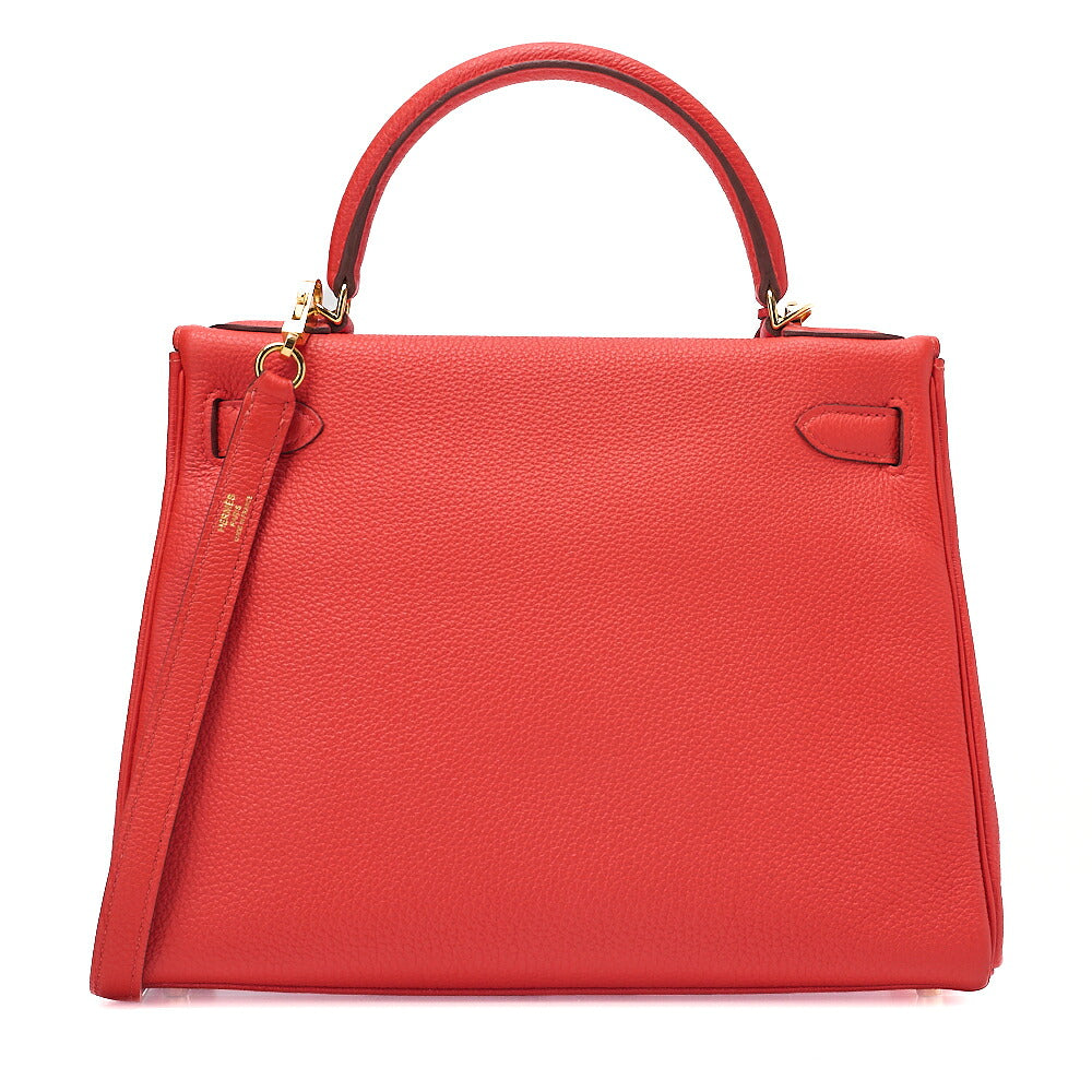 Hermes  Hermes Kelly 28 Handbag Inverted Stitch Togo Geranium Gold-Tone Hardware, Pre-Owned