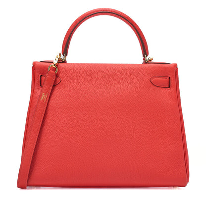 Hermes  Hermes Kelly 28 Handbag Inverted Stitch Togo Geranium Gold-Tone Hardware, Pre-Owned