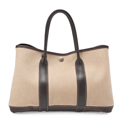 Hermes  Hermes Garden Party TPM Toile Ash Ivory x Brown Silver-Tone Hardware, Pre-Owned
