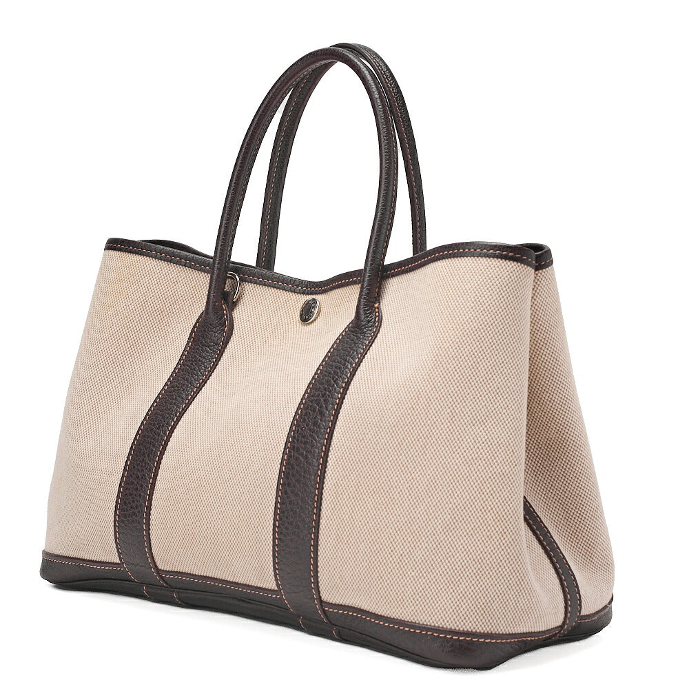 Hermes  Hermes Garden Party TPM Toile Ash Ivory x Brown Silver-Tone Hardware, Pre-Owned