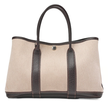 Hermes  Hermes Garden Party TPM Toile Ash Ivory x Brown Silver-Tone Hardware, Pre-Owned