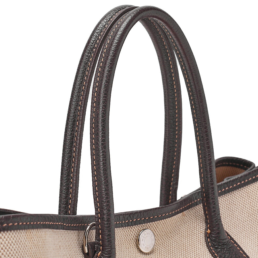 Hermes  Hermes Garden Party TPM Toile Ash Ivory x Brown Silver-Tone Hardware, Pre-Owned