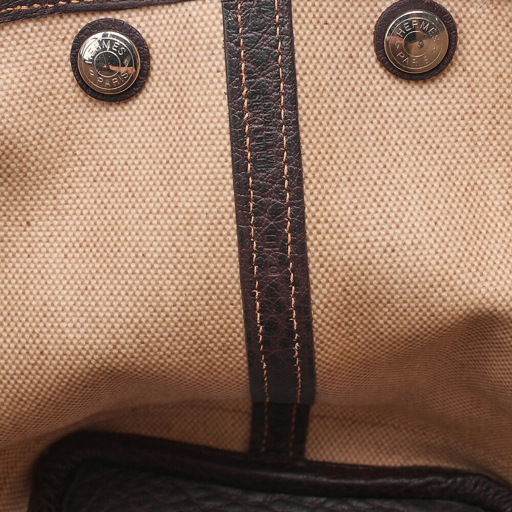 Hermes  Hermes Garden Party TPM Toile Ash Ivory x Brown Silver-Tone Hardware, Pre-Owned