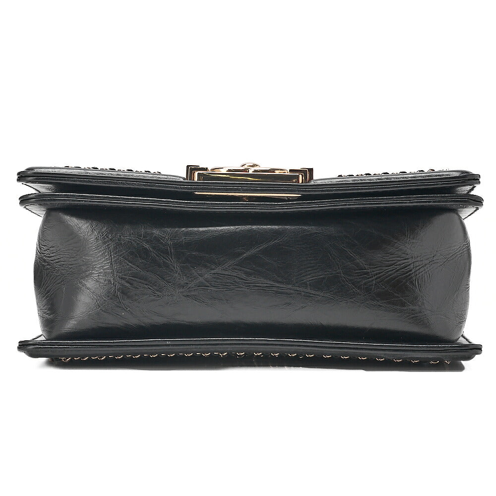 CHANEL Boy Chanel 20 Vintage Calf Chain Shoulder Luxury Line Black Gold -Tone Hardware, Pre-Owned