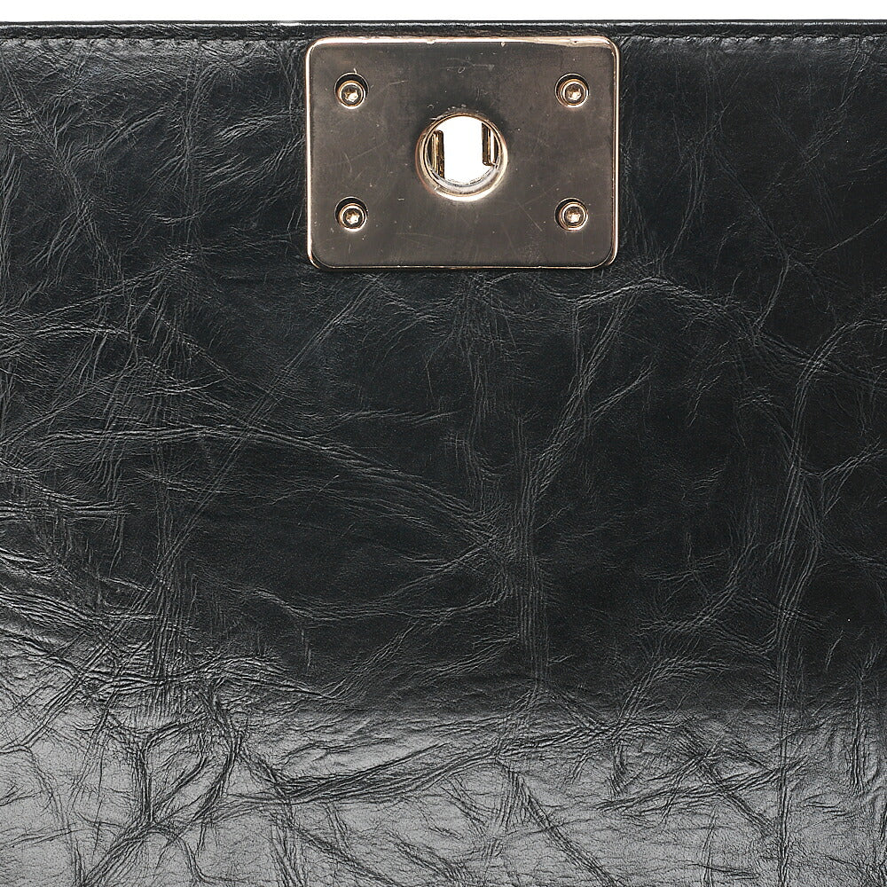 CHANEL Boy Chanel 20 Vintage Calf Chain Shoulder Luxury Line Black Gold -Tone Hardware, Pre-Owned