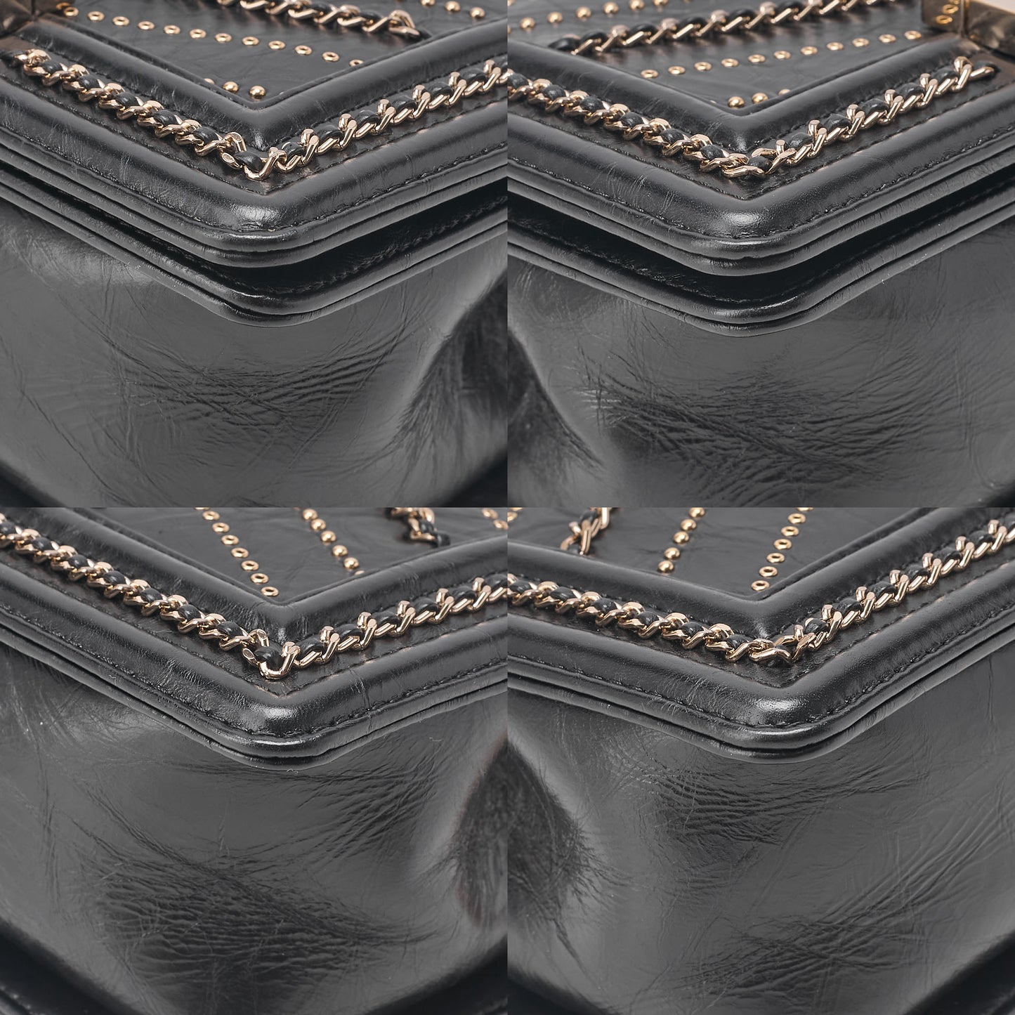 CHANEL Boy Chanel 20 Vintage Calf Chain Shoulder Luxury Line Black Gold -Tone Hardware, Pre-Owned