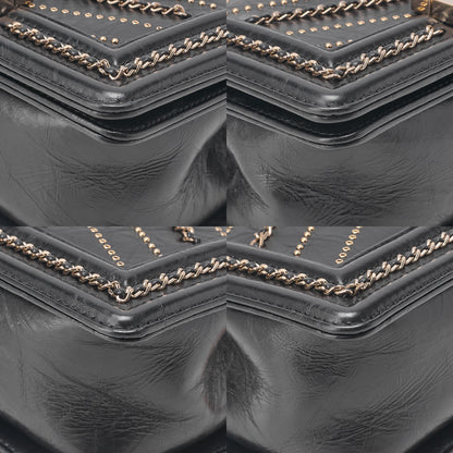 CHANEL Boy Chanel 20 Vintage Calf Chain Shoulder Luxury Line Black Gold -Tone Hardware, Pre-Owned