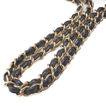 CHANEL Lambskin DekaMatelasse 30cm Double Flap Chain Shoulder Bag Navy Gold-Tone Hardware, Pre-Owned