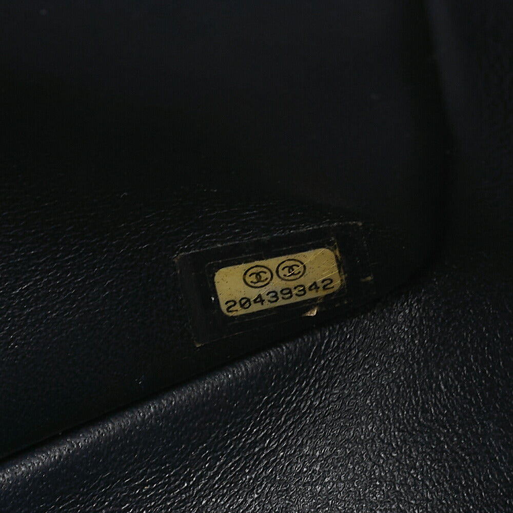 CHANEL Lambskin DekaMatelasse 30cm Double Flap Chain Shoulder Bag Navy Gold-Tone Hardware, Pre-Owned