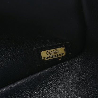 CHANEL Lambskin DekaMatelasse 30cm Double Flap Chain Shoulder Bag Navy Gold-Tone Hardware, Pre-Owned