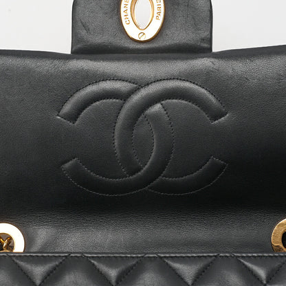 CHANEL Chain Shoulder Bag DekaMatelasse 34cm Single Flap Lambskin Black Gold-Tone Hardware, Pre-Owned