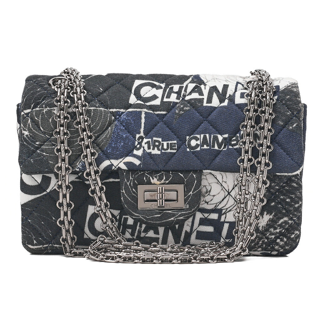 CHANEL CottonMatelasse Camellia 2.55 Lock 2.55 Chain Shoulder Multicolor Silver-Tone Hardware, Pre-Owned