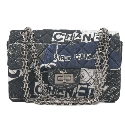 CHANEL CottonMatelasse Camellia 2.55 Lock 2.55 Chain Shoulder Multicolor Silver-Tone Hardware, Pre-Owned