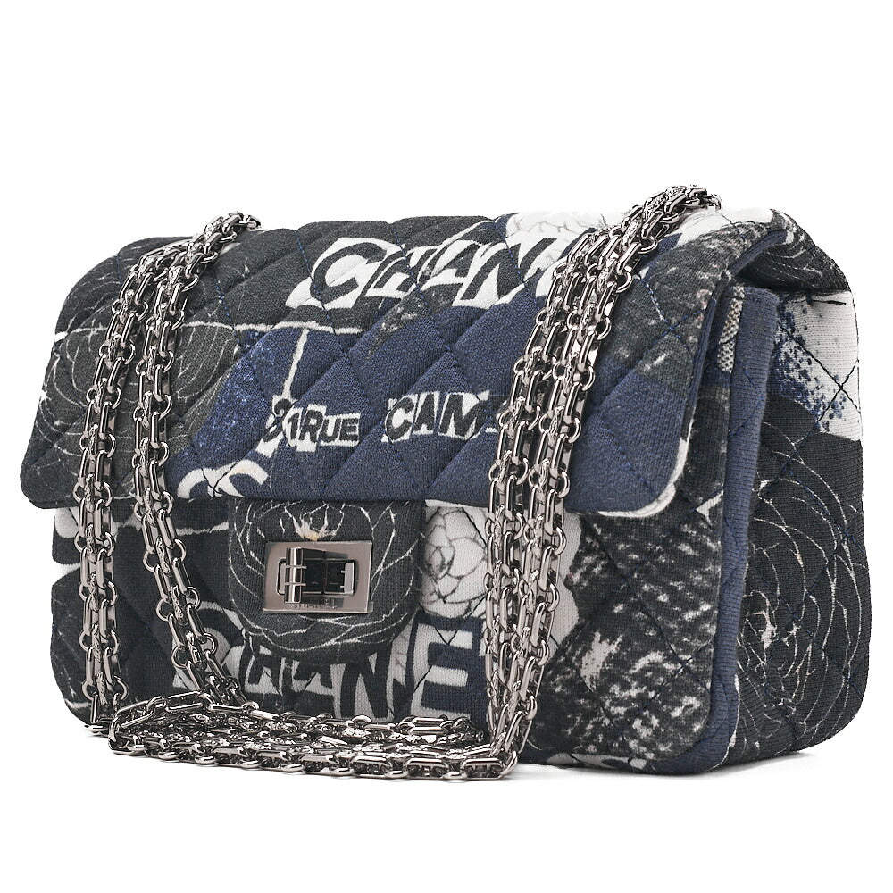 CHANEL CottonMatelasse Camellia 2.55 Lock 2.55 Chain Shoulder Multicolor Silver-Tone Hardware, Pre-Owned