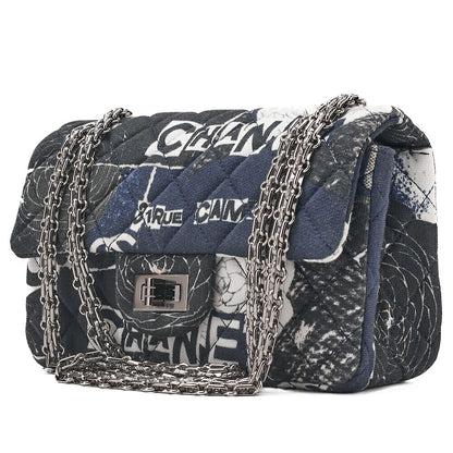 CHANEL CottonMatelasse Camellia 2.55 Lock 2.55 Chain Shoulder Multicolor Silver-Tone Hardware, Pre-Owned