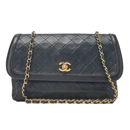 CHANEL Shoulder BagMatelasse Design Flap Chain Shoulder Lambskin Navy Gold-Tone Hardware, Pre-Owned