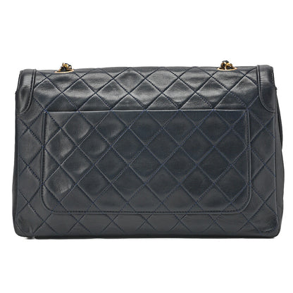 CHANEL Shoulder BagMatelasse Design Flap Chain Shoulder Lambskin Navy Gold-Tone Hardware, Pre-Owned
