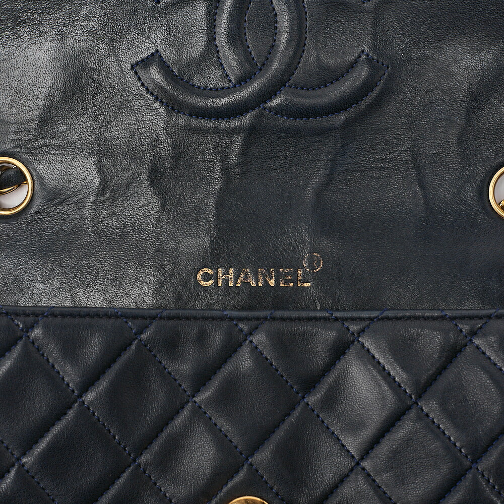 CHANEL Shoulder BagMatelasse Design Flap Chain Shoulder Lambskin Navy Gold-Tone Hardware, Pre-Owned