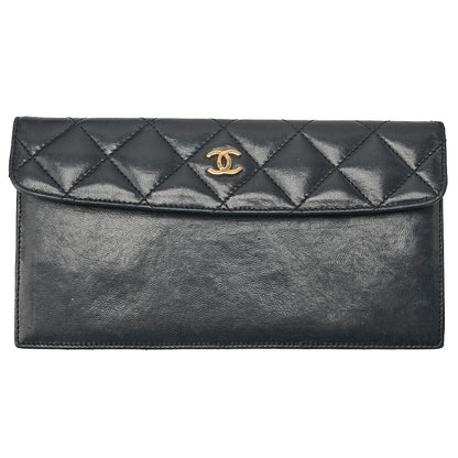 CHANEL Shoulder BagMatelasse Design Flap Chain Shoulder Lambskin Navy Gold-Tone Hardware, Pre-Owned