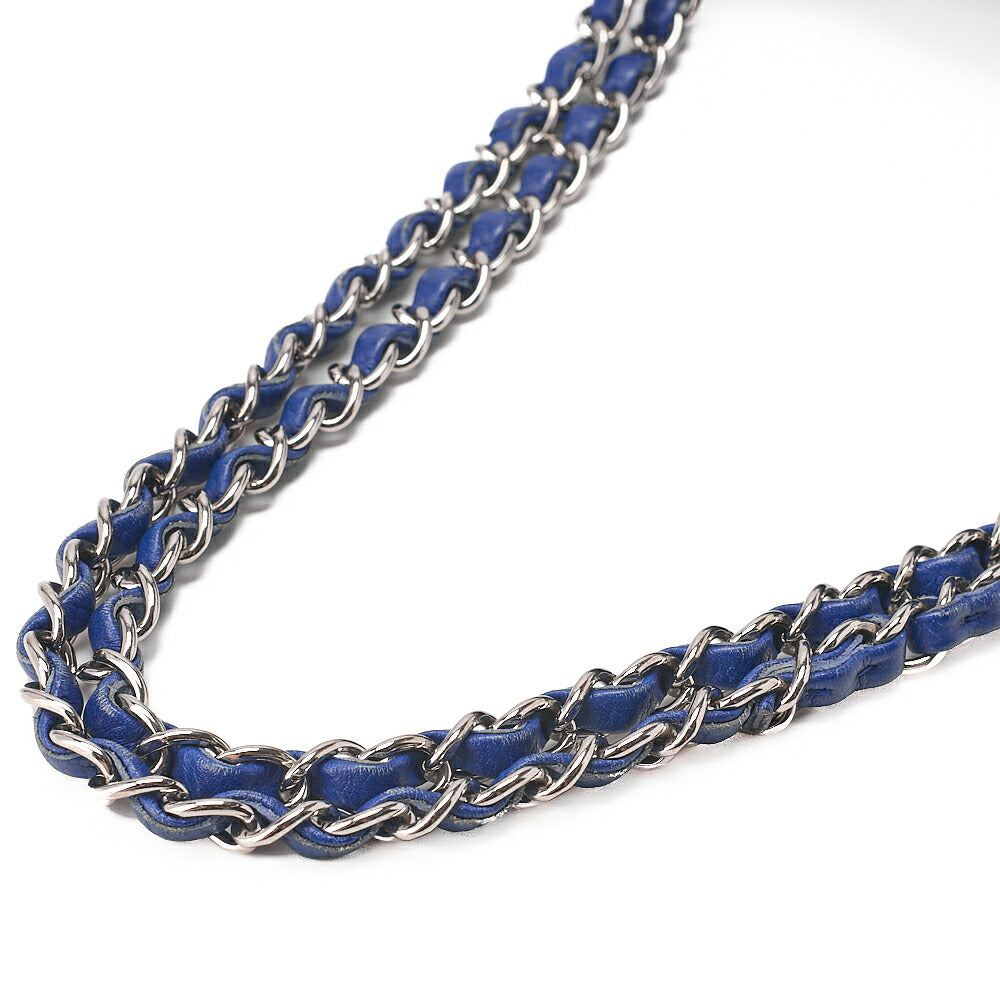 CHANEL Caviar Skin V-Stitch V-Flap Single Chain Shoulder Navy Silver-Tone Hardware, Pre-Owned