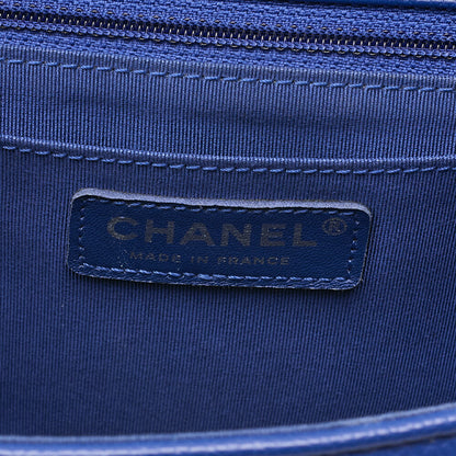 CHANEL Caviar Skin V-Stitch V-Flap Single Chain Shoulder Navy Silver-Tone Hardware, Pre-Owned