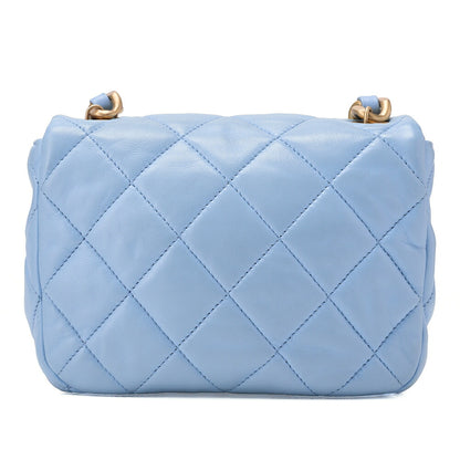 CHANEL Lambskin MiniMatelasse 18cm Plastic Chain Chain Shoulder Bag Light Blue Gold-Tone Hardware, Pre-Owned