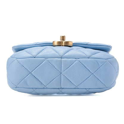 CHANEL Lambskin MiniMatelasse 18cm Plastic Chain Chain Shoulder Bag Light Blue Gold-Tone Hardware, Pre-Owned