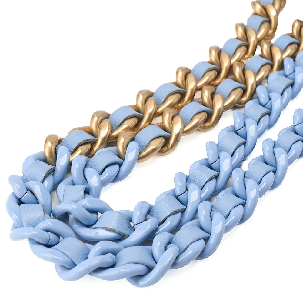CHANEL Lambskin MiniMatelasse 18cm Plastic Chain Chain Shoulder Bag Light Blue Gold-Tone Hardware, Pre-Owned