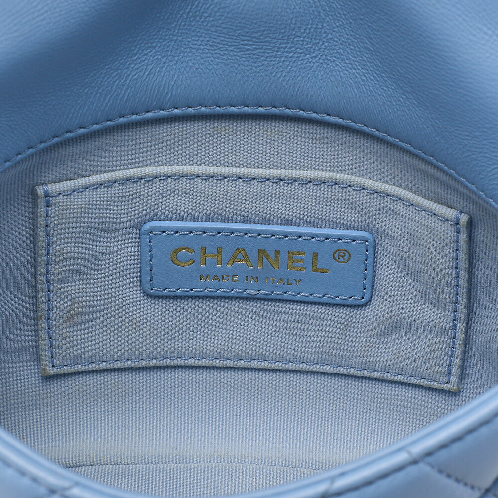 CHANEL Lambskin MiniMatelasse 18cm Plastic Chain Chain Shoulder Bag Light Blue Gold-Tone Hardware, Pre-Owned