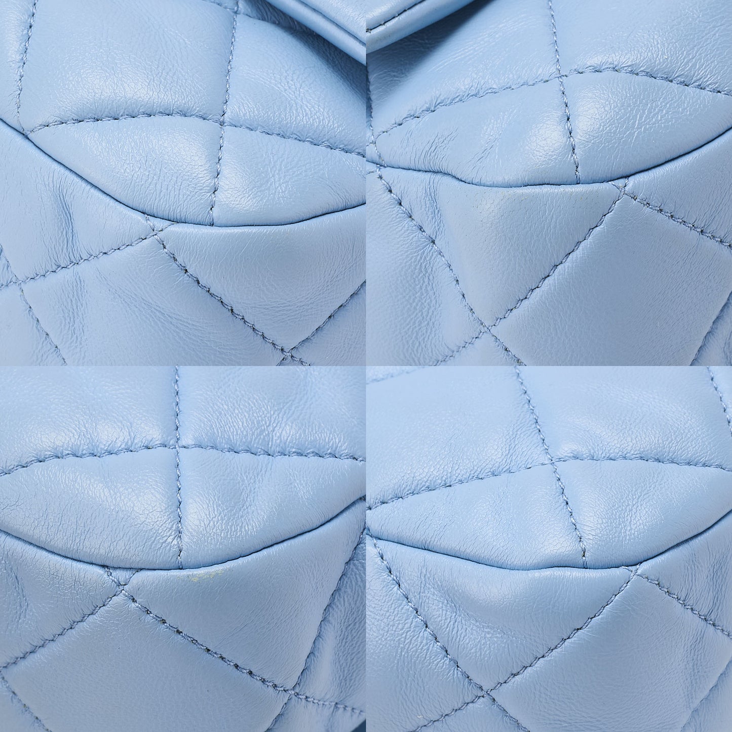 CHANEL Lambskin MiniMatelasse 18cm Plastic Chain Chain Shoulder Bag Light Blue Gold-Tone Hardware, Pre-Owned