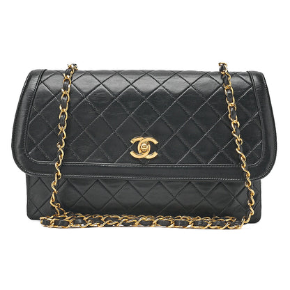 CHANEL Shoulder BagMatelasse Design Flap Chain Shoulder Lambskin Black Gold-Tone Hardware, Pre-Owned