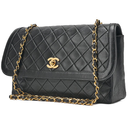 CHANEL Shoulder BagMatelasse Design Flap Chain Shoulder Lambskin Black Gold-Tone Hardware, Pre-Owned