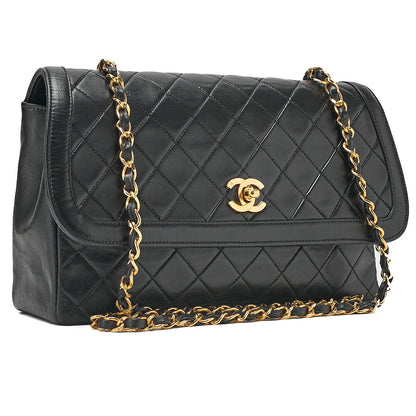 CHANEL Shoulder BagMatelasse Design Flap Chain Shoulder Lambskin Black Gold-Tone Hardware, Pre-Owned