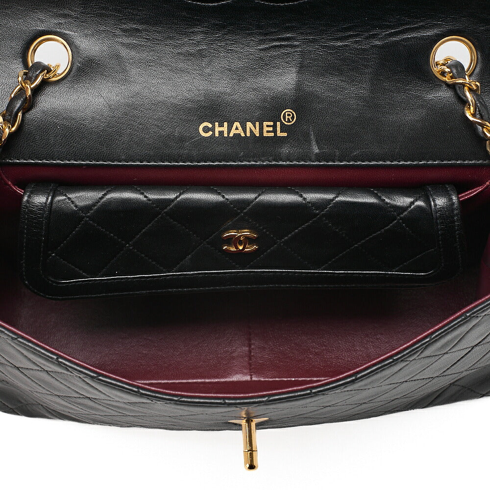 CHANEL Shoulder BagMatelasse Design Flap Chain Shoulder Lambskin Black Gold-Tone Hardware, Pre-Owned
