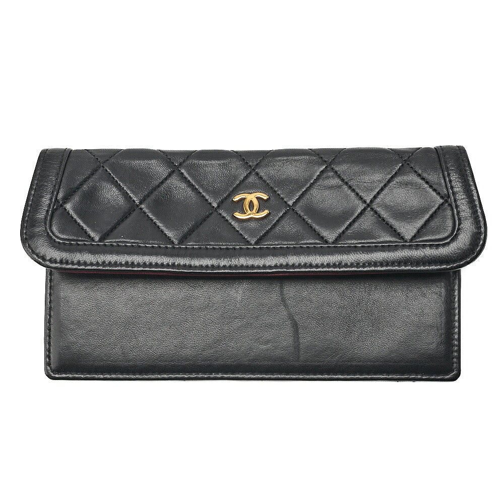 CHANEL Shoulder BagMatelasse Design Flap Chain Shoulder Lambskin Black Gold-Tone Hardware, Pre-Owned